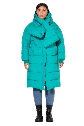 Studio Untold Damen große Größen Übergrößen Plus Size Steppmantel, Oversized, Abnehmbarer Schal, Kapuze smaragdgrün 46+ 825855463-46+ von Studio Untold