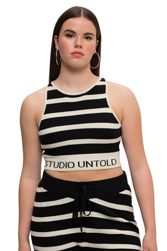 Studio Untold Damen große Größen Übergrößen Plus Size Strick-Top, Tight Shape, Ringel, Unterbrustband schwarz 54+ 828618100-54+ von Studio Untold