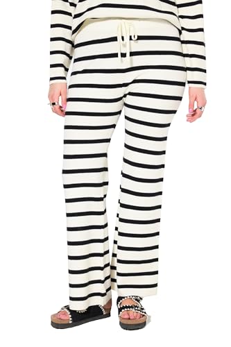 Studio Untold Damen große Größen Übergrößen Plus Size Strickhose, Straight Legs, Ringel, Elastikbund Offwhite 50+ 828607200-50+ von Studio Untold