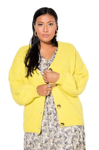 Studio Untold Damen große Größen Übergrößen Plus Size Strickjacke, Oversize Shape, Ballon-Langarm grüngelb 46+ 836292615-46+ von Studio Untold