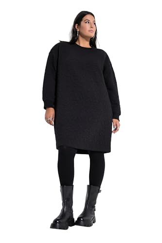 Studio Untold Damen große Größen Übergrößen Plus Size Sweat-Minikleid, Oversized, Leo-Stepp schwarz 42+ 845368100-42+ von Studio Untold