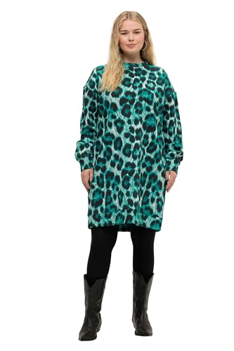 Studio Untold Damen große Größen Übergrößen Plus Size Sweatkleid, Oversized, Leo Print, Rundhals, Langarm dunkler smaragd 50+ 815381768-50+ von Studio Untold