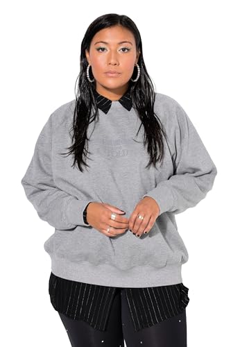 Studio Untold Damen große Größen Übergrößen Plus Size Sweatshirt, Oversized, Glitzereffekt, Statement Print grau Melange 46+ 836239123-46+ von Studio Untold