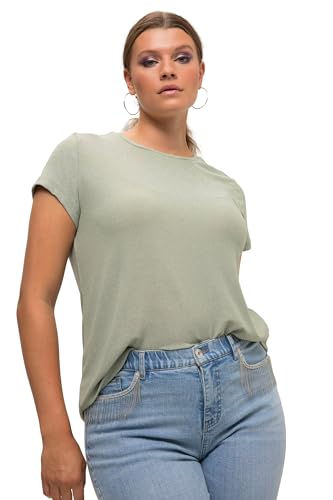 Studio Untold Damen große Größen Übergrößen Plus Size T-Shirt, Classic Shape, Glitzer, Rundhals, Halbarm schilfgrün 58+ 825665189-58+ von Studio Untold