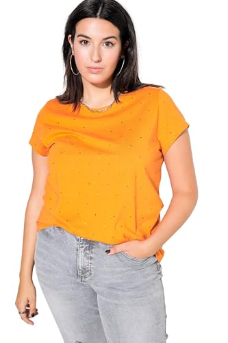 Studio Untold Damen große Größen Übergrößen Plus Size T-Shirt, Classic Shape, Glitzersteinchen kaki-orange 54+ 834528660-54+ von Studio Untold