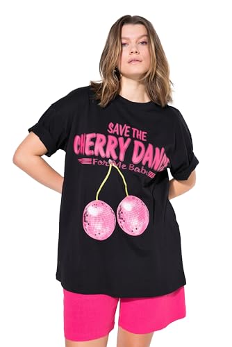 Studio Untold Damen große Größen Übergrößen Plus Size T-Shirt, Oversized, Cherry-Print schwarz 46+ 839814100-46+ von Studio Untold