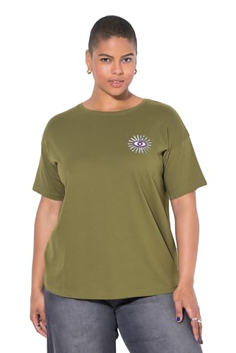 Studio Untold Damen große Größen Übergrößen Plus Size T-Shirt, Oversized, Glitter-Eye, Halbarm Dunkles Olive 46+ 843555641-46+ von Studio Untold