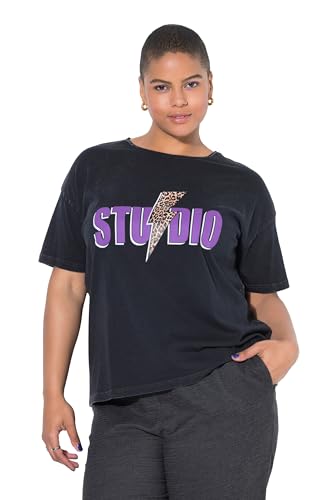 Studio Untold Damen große Größen Übergrößen Plus Size T-Shirt, Oversized, Leo-Blitz, Halbarm anthrazit 54+ 843559110-54+ von Studio Untold