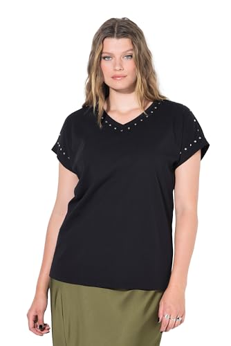 Studio Untold Damen große Größen Übergrößen Plus Size T-Shirt, Oversized, Nieten, Acid Washed schwarz 58+ 839063100-58+ von Studio Untold