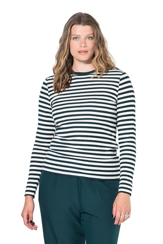 Studio Untold Damen große Größen Übergrößen Plus Size T-Shirt, Slim Shape, Ringeljersey, Langarm mitternachtsgrün 42+ 844016137-42+ von Studio Untold