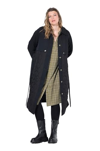 Studio Untold Damen große Größen Übergrößen Plus Size Trenchcoat, Teil- Steppung, wattiert, Bindegürtel schwarz 46+ 844548100-46+ von Studio Untold