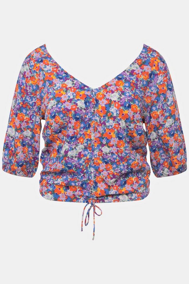 Studio Untold Druckbluse Bluse V-Ausschnitt Flower Print 3/4-Arm Raffung von Studio Untold