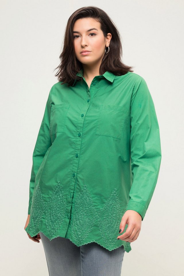 Studio Untold Hemdbluse Hemd oversized Saum-Stickerei Hemdkragen Langarm von Studio Untold