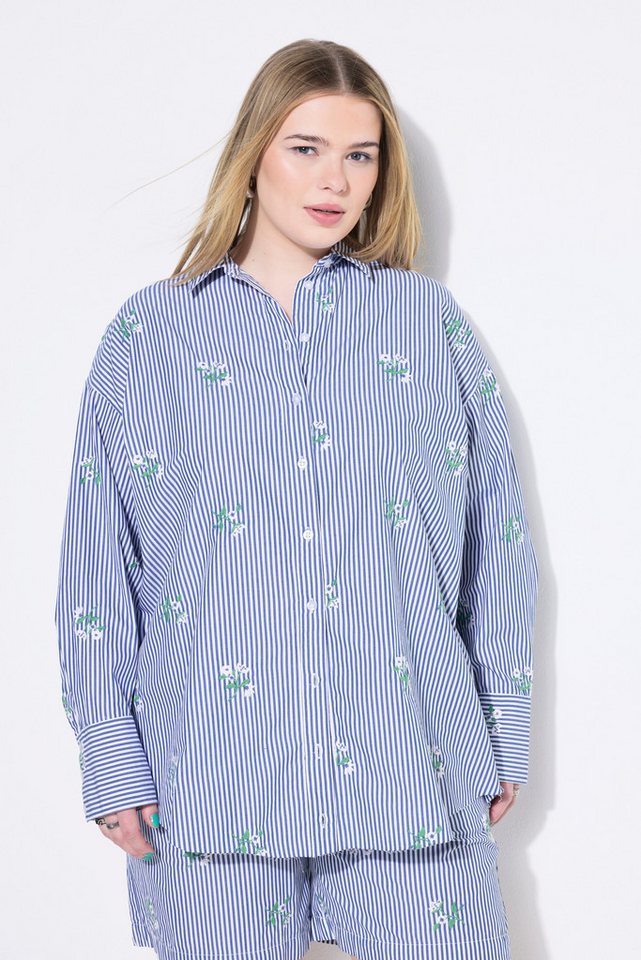 Studio Untold Hemdbluse Hemd oversized Streifen Flower-Stickerei von Studio Untold