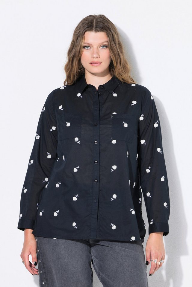 Studio Untold Hemdbluse Hemdbluse Boxy Shape Blüten-Stickerei von Studio Untold