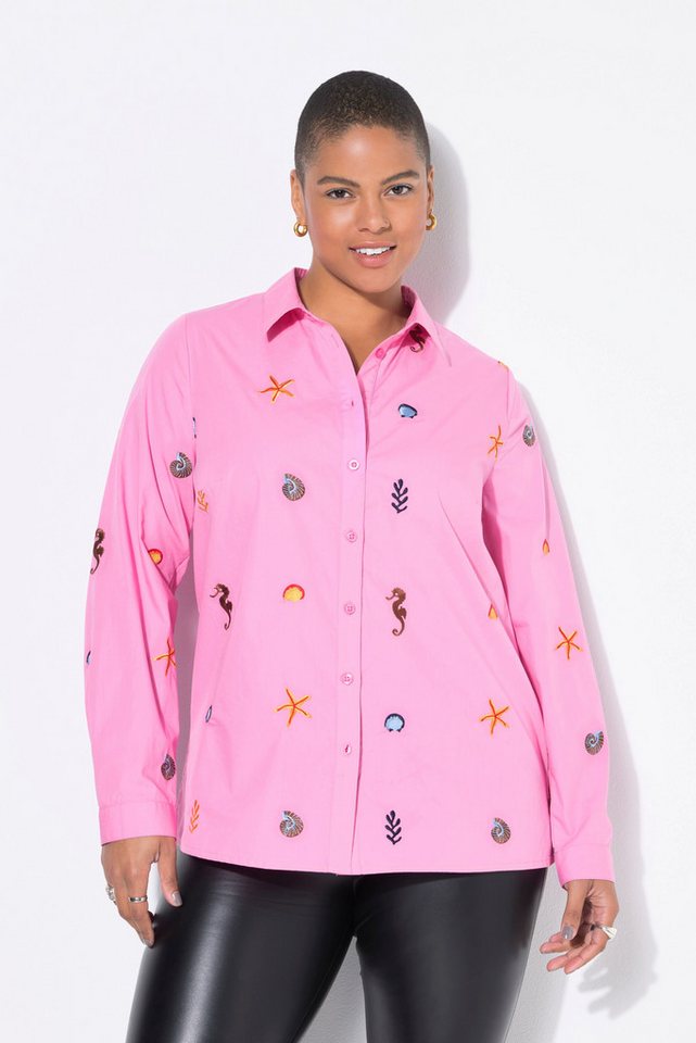 Studio Untold Hemdbluse Hemdbluse Boxy Shape Meeres-Stickerei von Studio Untold