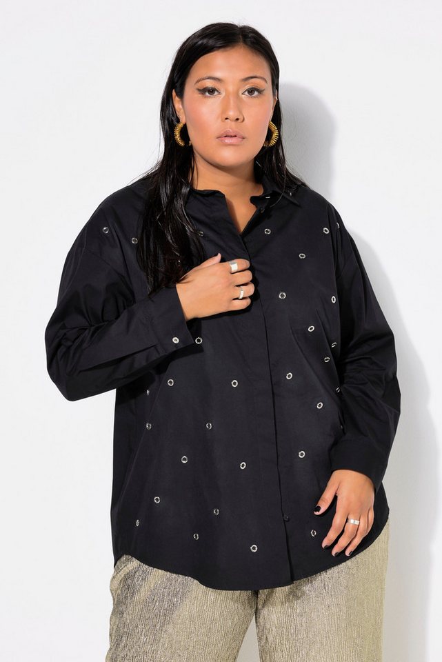 Studio Untold Hemdbluse Hemdbluse Oversize Shape Metallic-Ösen von Studio Untold