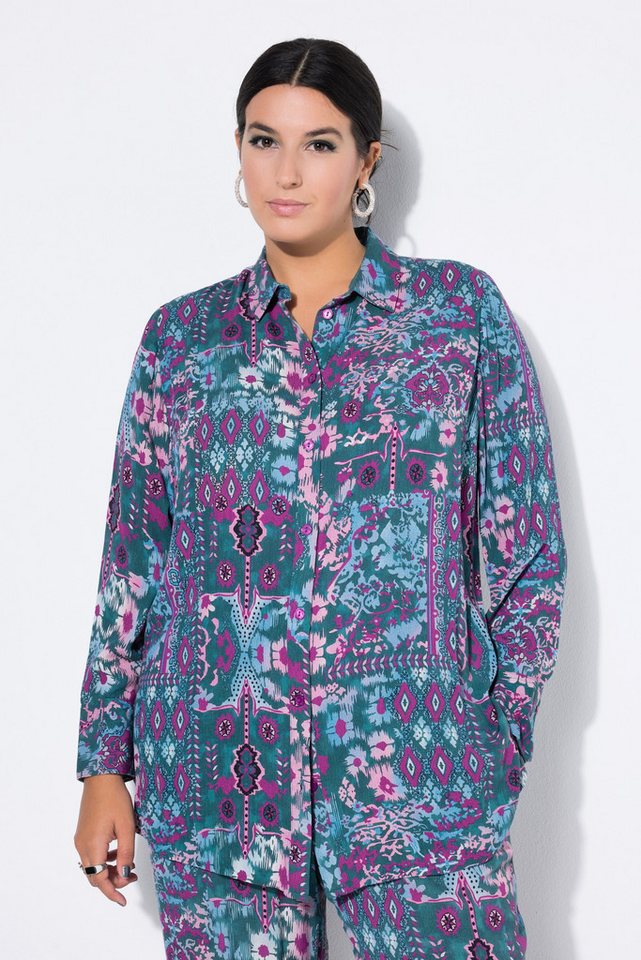 Studio Untold Hemdbluse Hemdbluse Straight Shape Flower-Print Strukturware Studio Untold Hemdbluse Hemdbluse Straight Shape Flower-Print Strukturware von Studio Untold