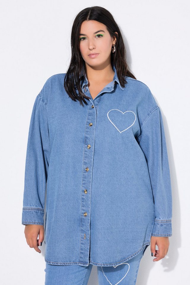 Studio Untold Hemdbluse Jeanshemd oversized Heart-Stickerei Studio Untold Hemdbluse Jeanshemd oversized Heart-Stickerei von Studio Untold