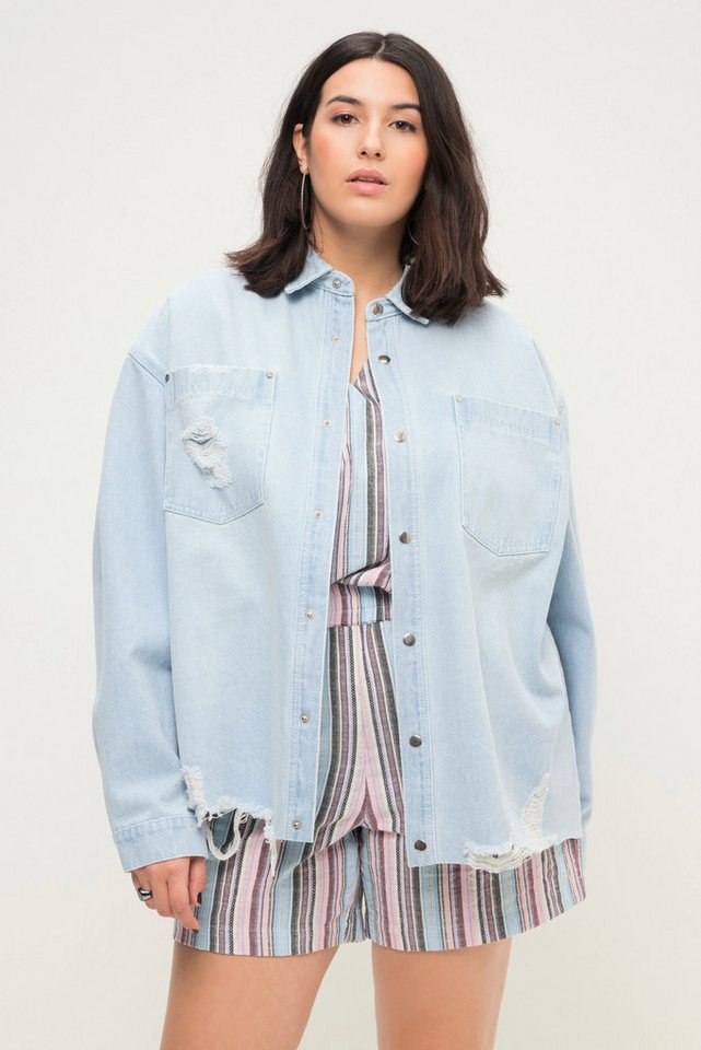Studio Untold Hemdbluse Jeanshemd oversized destroyed Hemdkragen Langarm von Studio Untold