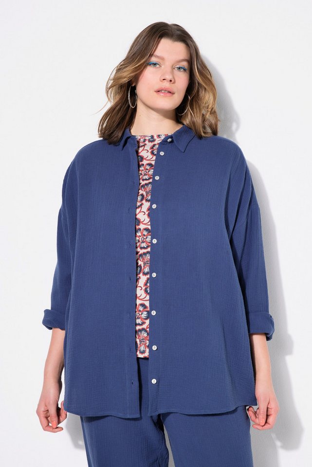 Studio Untold Hemdbluse Musselin Bluse oversized Hemdkragen Langarm von Studio Untold