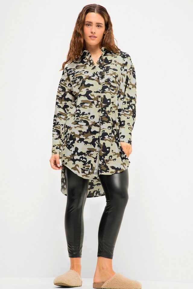 Studio Untold Hemdbluse Hemdbluse oversized Camouflage Hemdkragen Langarm von Studio Untold