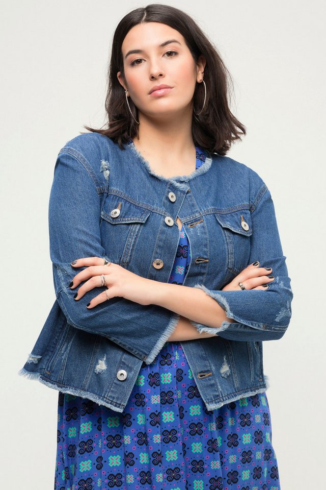 Studio Untold Sommerjacke Jeansjacke Regular Fit Destroy-Effekte Patches von Studio Untold