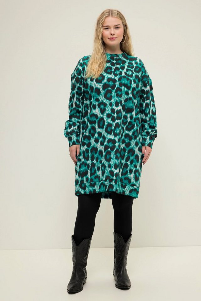 Studio Untold Jerseykleid Sweatkleid oversized Leo Print Rundhals Langarm von Studio Untold