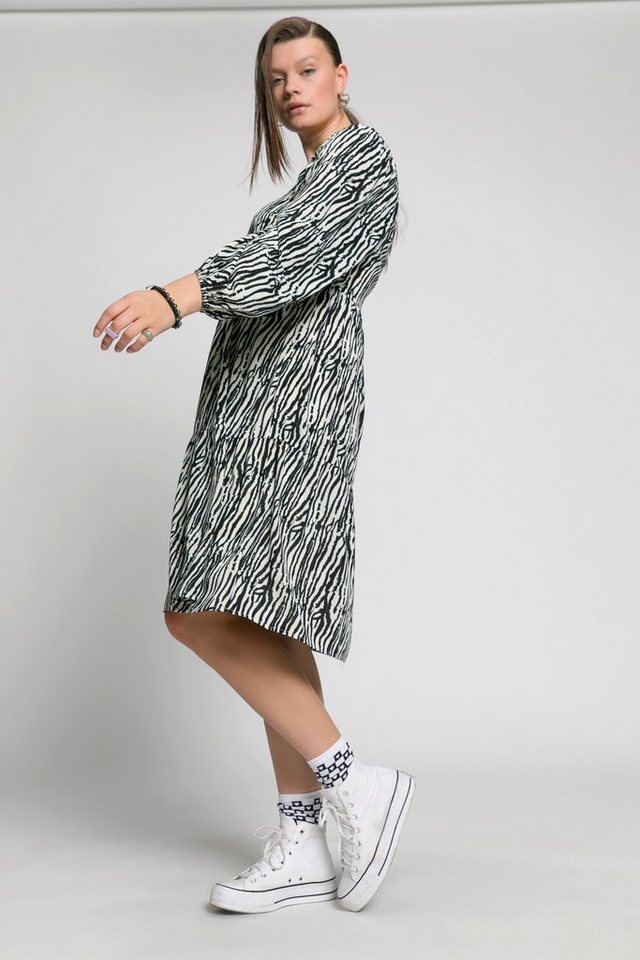 Studio Untold Jerseykleid Zebra-Kleid A-Line Carree-Ausschnitt Langarm von Studio Untold
