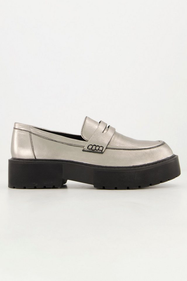 Studio Untold Leder-Loafer Echtleder in Silber Plateausohle Mokassin von Studio Untold