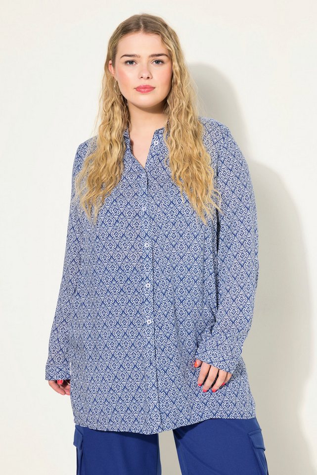 Studio Untold Longbluse Hemdbluse Boxy Shape grafischer Print Hemdkragen von Studio Untold