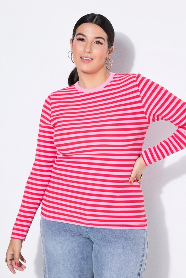 Studio Untold Longsleeve Shirt Slim Shape Ringel Rippjersey Langarm von Studio Untold