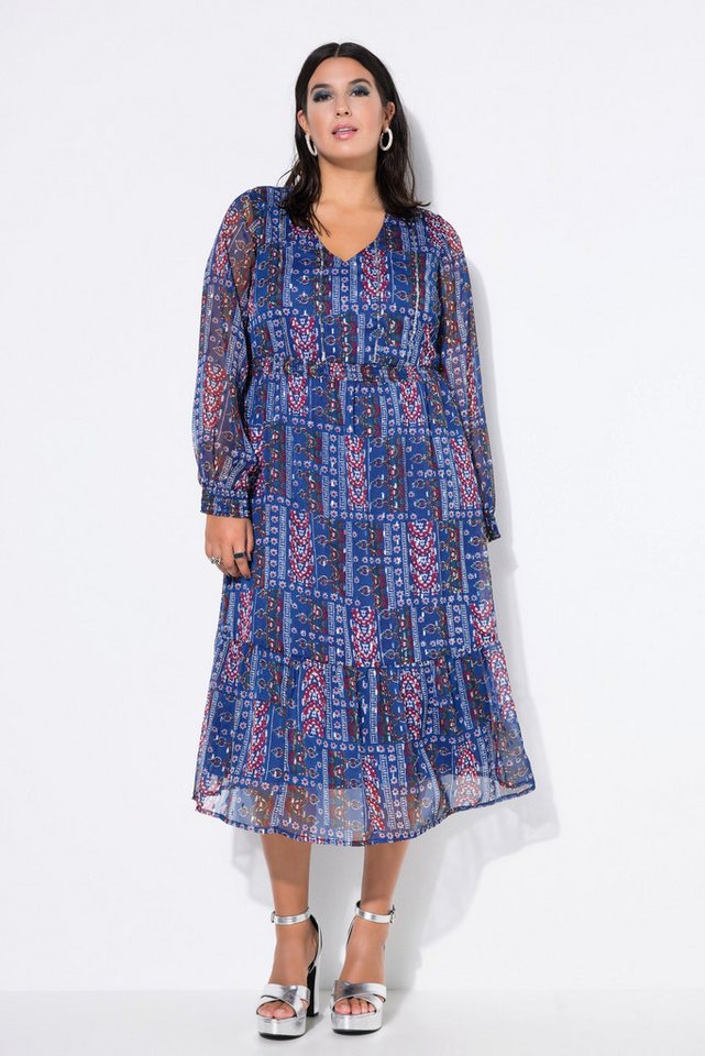 Studio Untold Midikleid Chiffon-Midikleid Patchprint mit Glitzer von Studio Untold