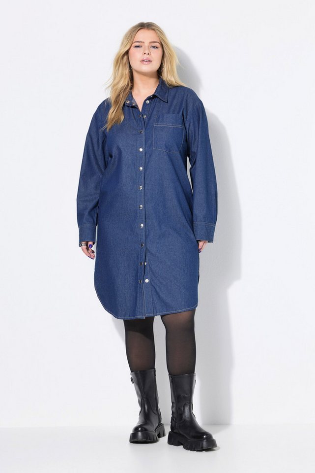 Studio Untold Minikleid Blusenkleid oversized Denimoptik Druckknopfleiste von Studio Untold