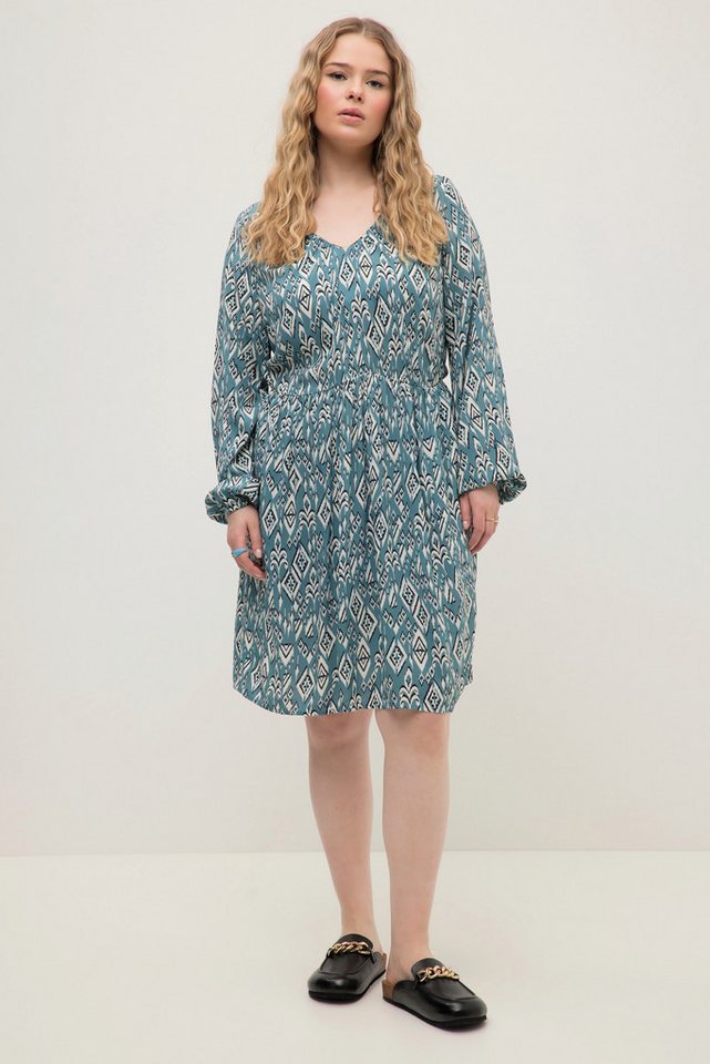 Studio Untold Minikleid Minikleid A-Line Tribal Print V-Ausschnitt Langarm von Studio Untold