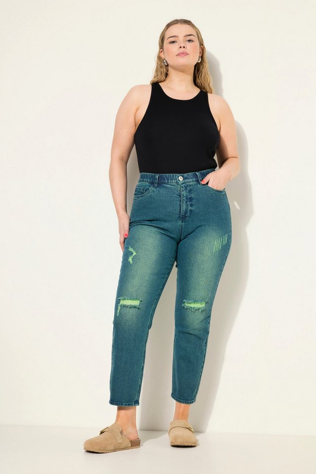 Studio Untold Regular-fit-Jeans Mom-Jeans Wide Legs Neon destroyed 5-Pocket von Studio Untold