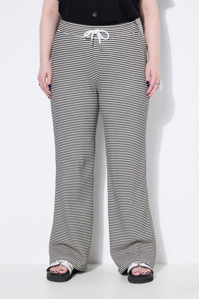 Studio Untold Schlupfhose Hose Straight Legs Strukturjersey mit Ringeln von Studio Untold