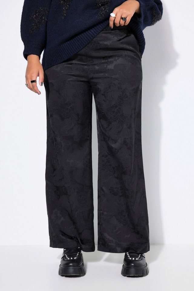 Studio Untold Schlupfhose Hose Wide Legs floraler Jacquard-Krepp Elastikbund von Studio Untold