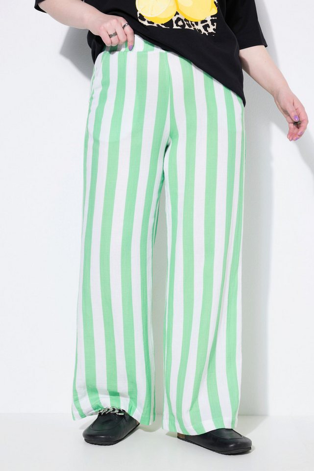 Studio Untold Schlupfhose Musselin-Hose Wide Legs Streifen Elastikbund von Studio Untold