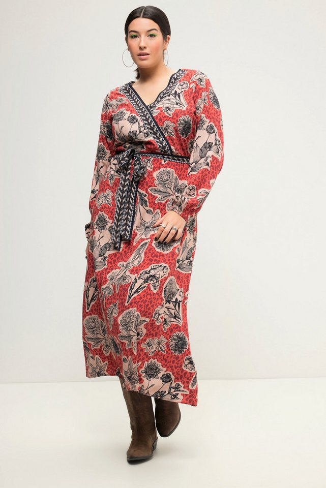 Studio Untold Maxikleid Maxikleid A-Line Flowerprint V-Ausschnitt Langarm von Studio Untold