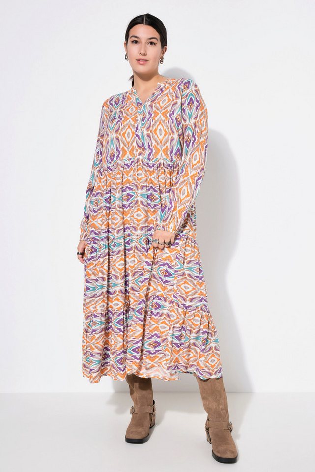 Studio Untold Maxikleid Maxikleid Alloverprint V-Ausschnitt Volants von Studio Untold