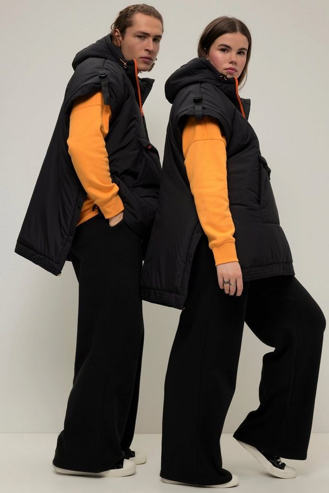 Studio Untold Steppweste Poncho-Weste Kapuze Color-Zipper Kängurutasche von Studio Untold