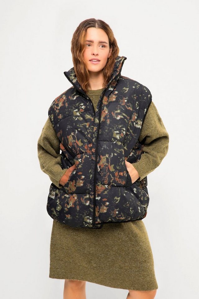 Studio Untold Steppweste Steppweste oversized Allover Print Stehkragen von Studio Untold