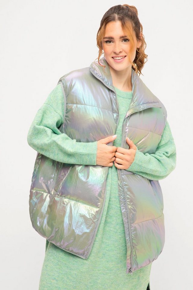 Studio Untold Steppweste Steppweste oversized Holografic-Look Stehkragen von Studio Untold