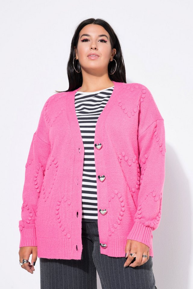 Studio Untold Strickjacke Strickjacke oversized Heart-Muster V-Ausschnitt von Studio Untold