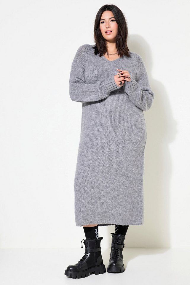 Studio Untold Strickkleid Strickkleid Loose Fit Midikleid V-Ausschnitt von Studio Untold