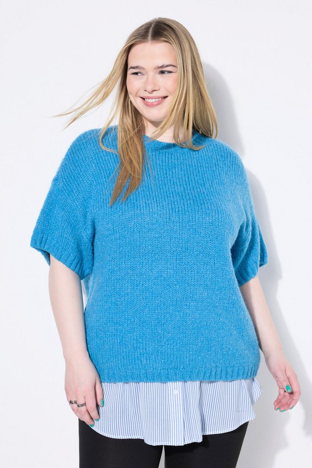 Studio Untold Strickpullover Pullover Oversize Shape Fancy-Strick Halbarm von Studio Untold