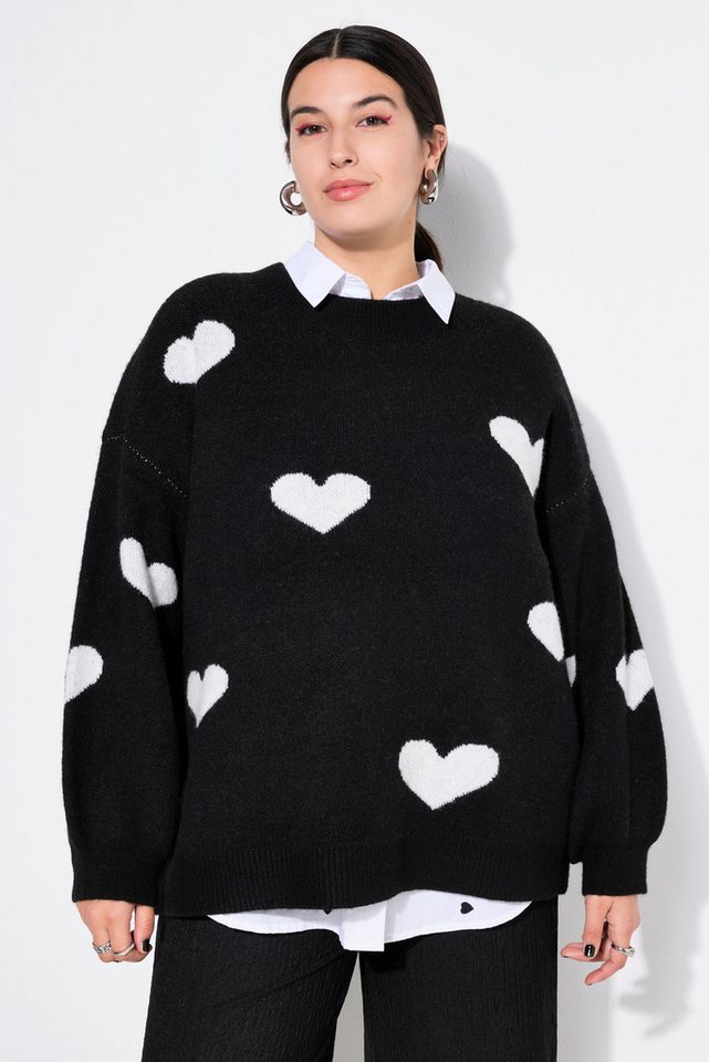 Studio Untold Strickpullover Pullover oversized HEARTS-Muster Ballon-Langarm von Studio Untold