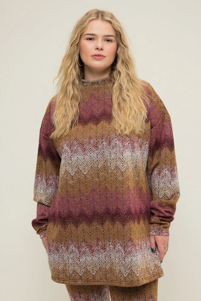 Studio Untold Sweatshirt Longsleeve oversized Glitter Zackenstreifen von Studio Untold