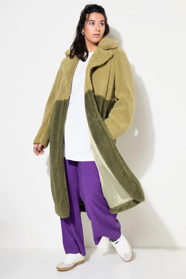 Studio Untold Wintermantel Teddymantel Straight Shape zweifarbig Reverskragen von Studio Untold